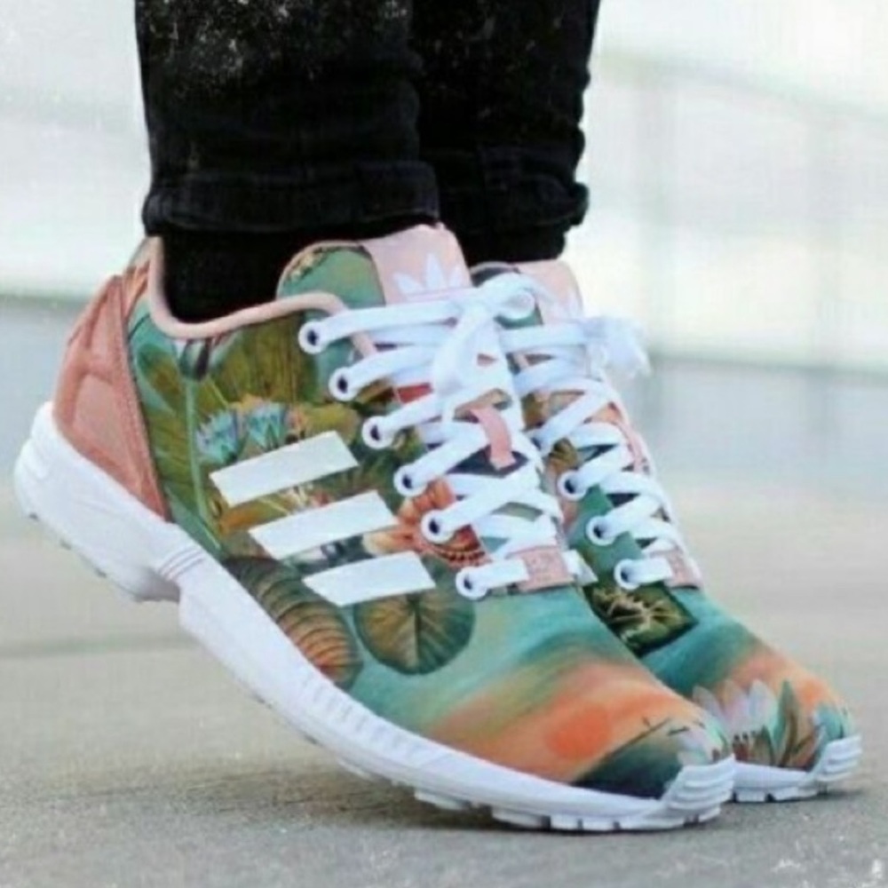 adidas ZX Flux Farm Curso d’Agua  Tropical Print Sneakers - Picture 2 of 14